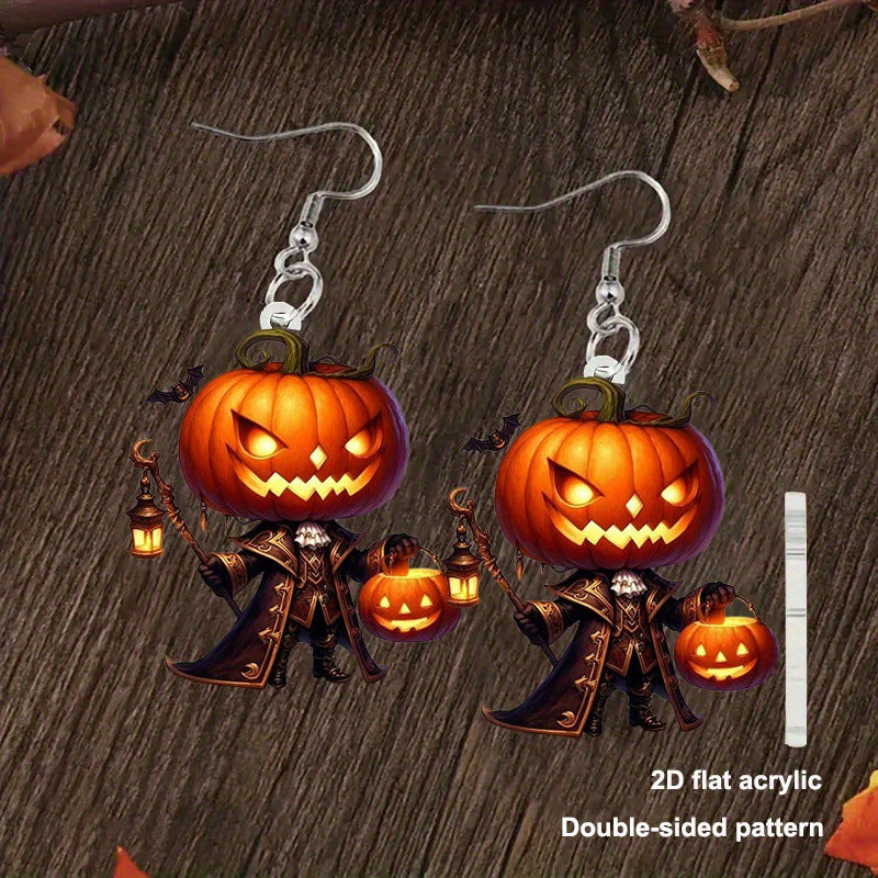 Wholesale  y pumpkin man flat acrylic earrings